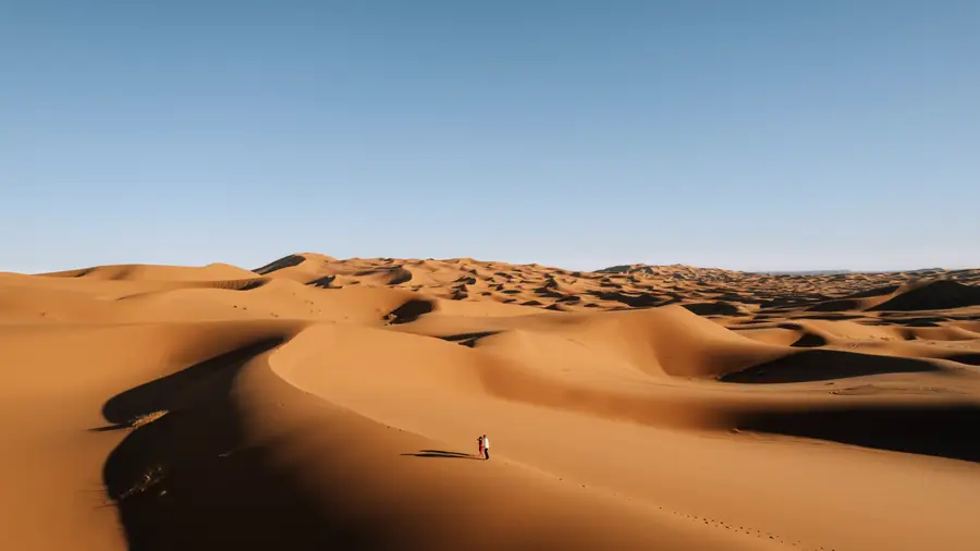 Wind-carved ridges on the Erg Chebbi dunes