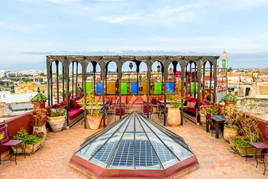 Terrace of a traditional riad in Marrakech